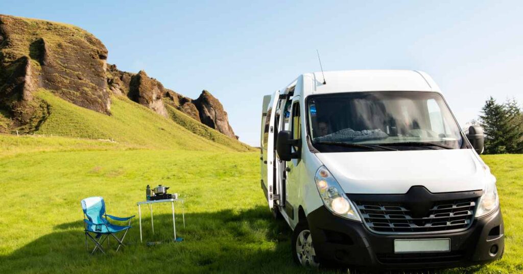 RV parked at a campsite